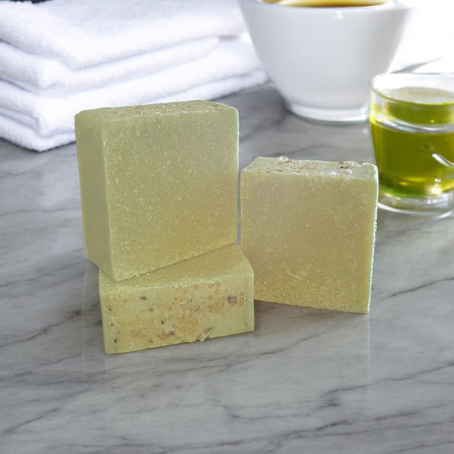 GREEN TEA & THYME Sea Salt Infused Mineral Soap